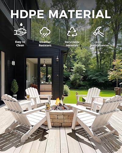 Miniatura 6 de Silla Adirondack plegable, silla Adirondack de HDPE con 2 soportes para tazas, sillas para fogatas al aire libre premontadas para patio, jardín,