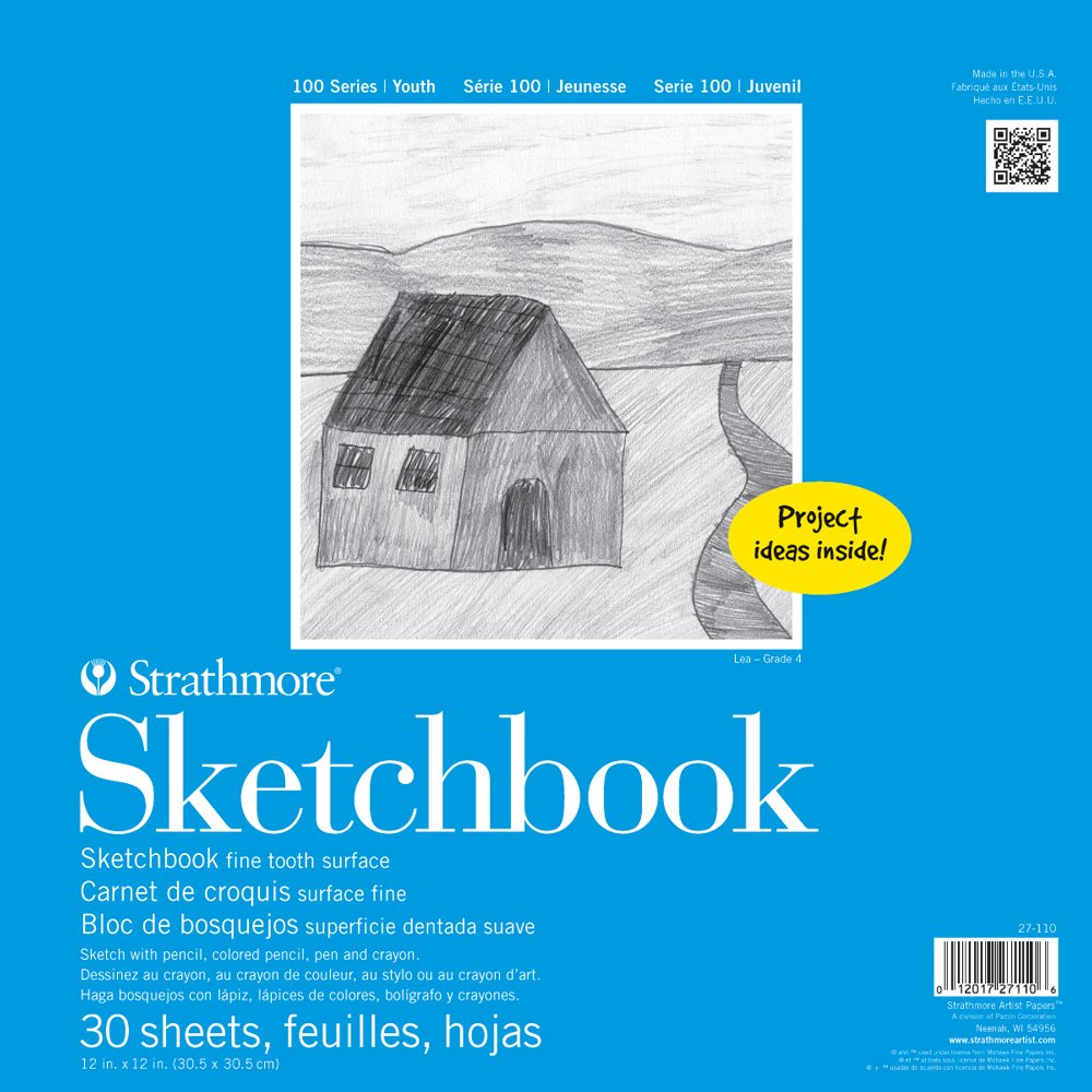 STR- 30 Sheet Kids Spiral Sketch Book, 12", 12 by 12"