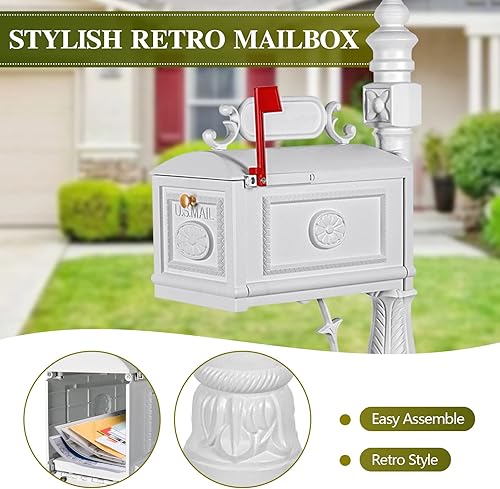 Miniatura 6 de Buzón de correo de aluminio fundido Polar Aurora Barcelona decorativo, combinación Stratford, resistente, buzón postal (blanco)