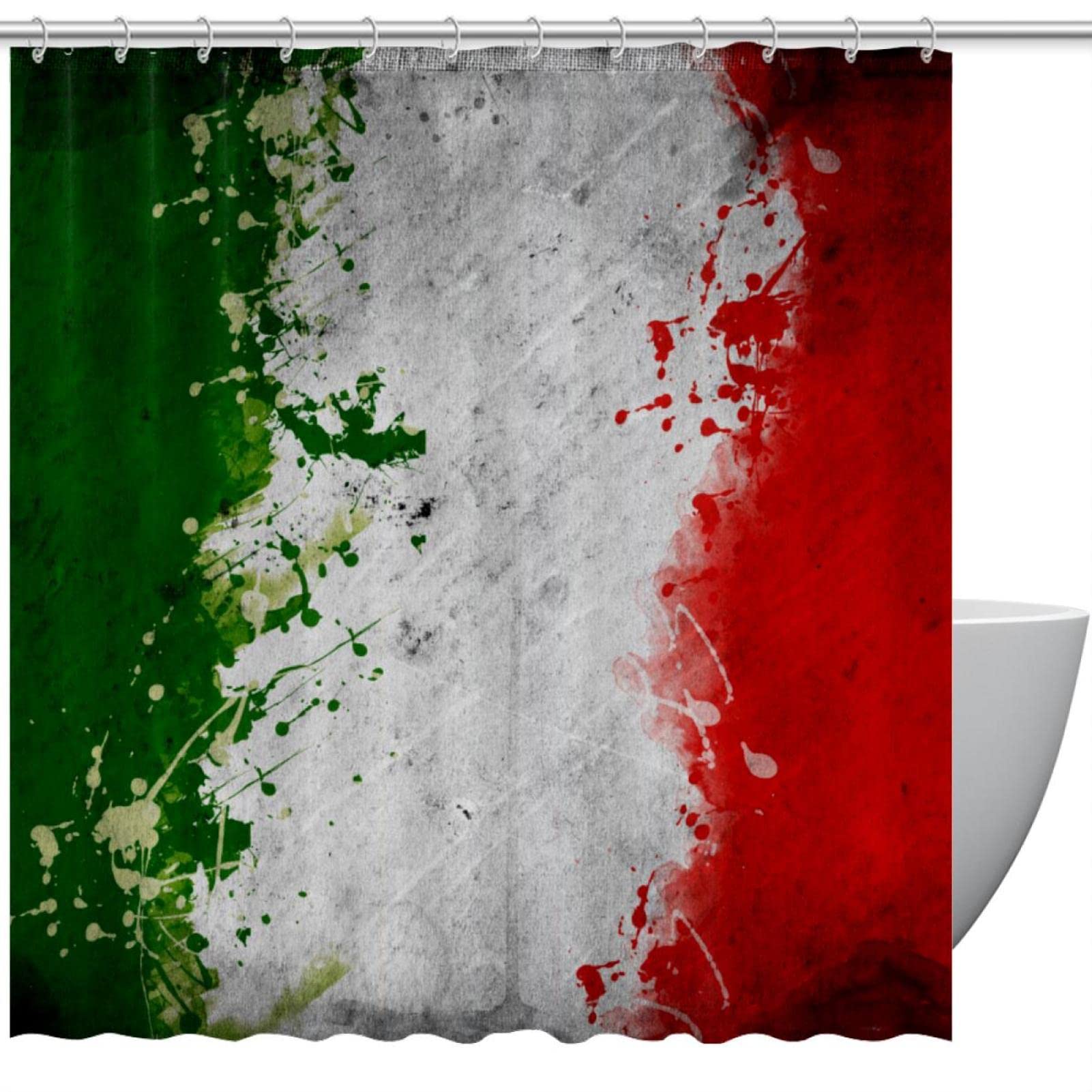 Rideau de douche Italie aux couleurs vives avec anneaux de suspension
