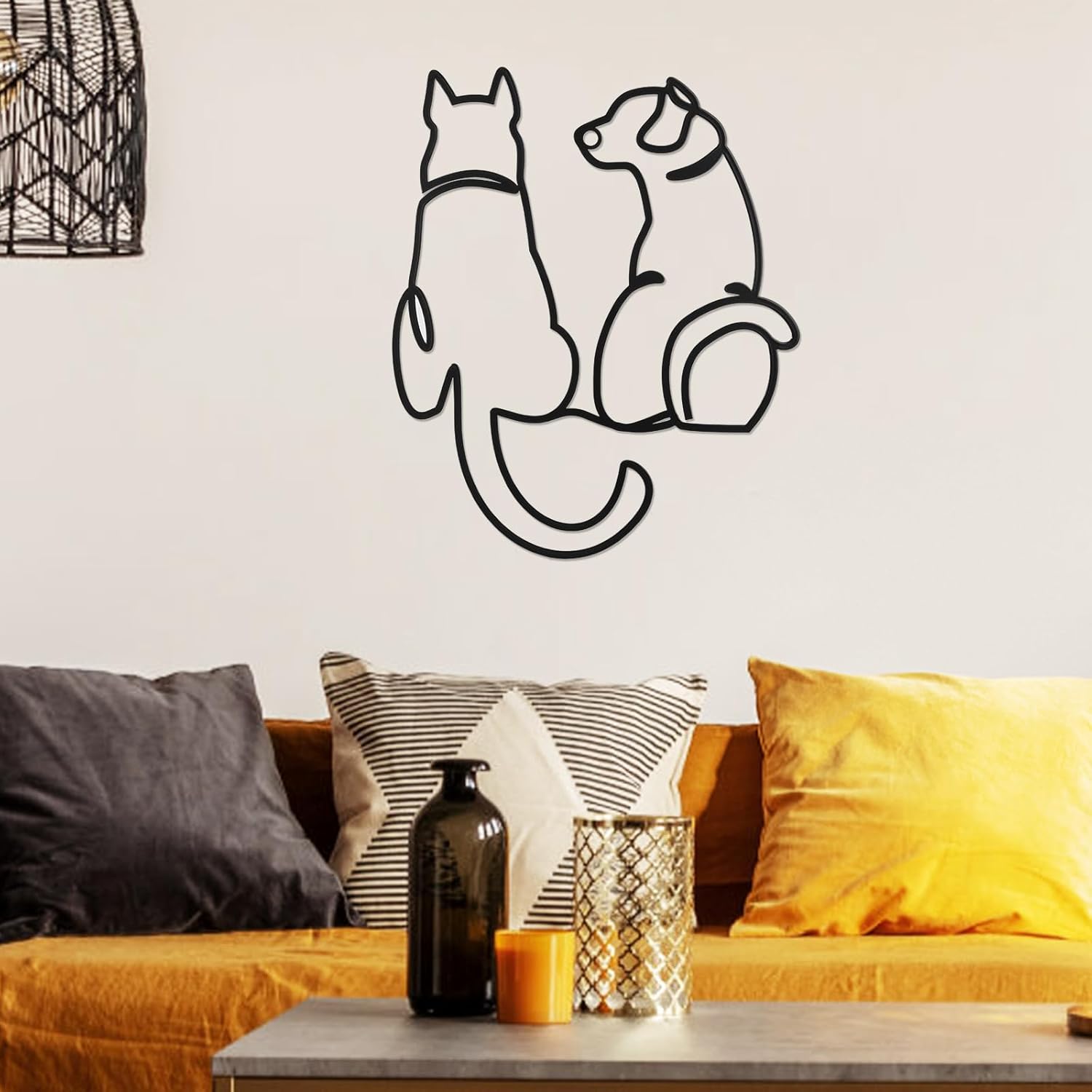 FANOAULEA Metal Dog Wall Art Decor Minimalist Abstract Dog Wall Art Modern Line