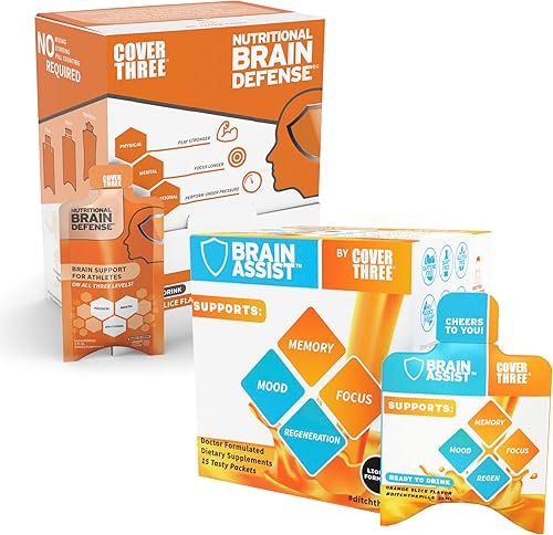 Brain Assist + Brain Defense | Apoya el enfoque, la memoria, la claridad, la concentración, el apoyo de regeneración | Aceite de pescado Omega,