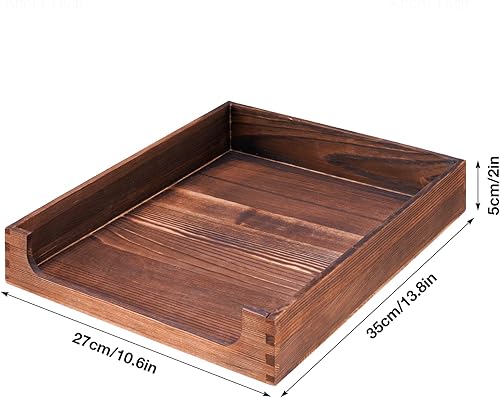 Miniatura 7 de Bandeja de madera de pino natural, organizador de escritorio de madera de pino natural, almacenamiento multifuncional para oficina, cocina, perfecto