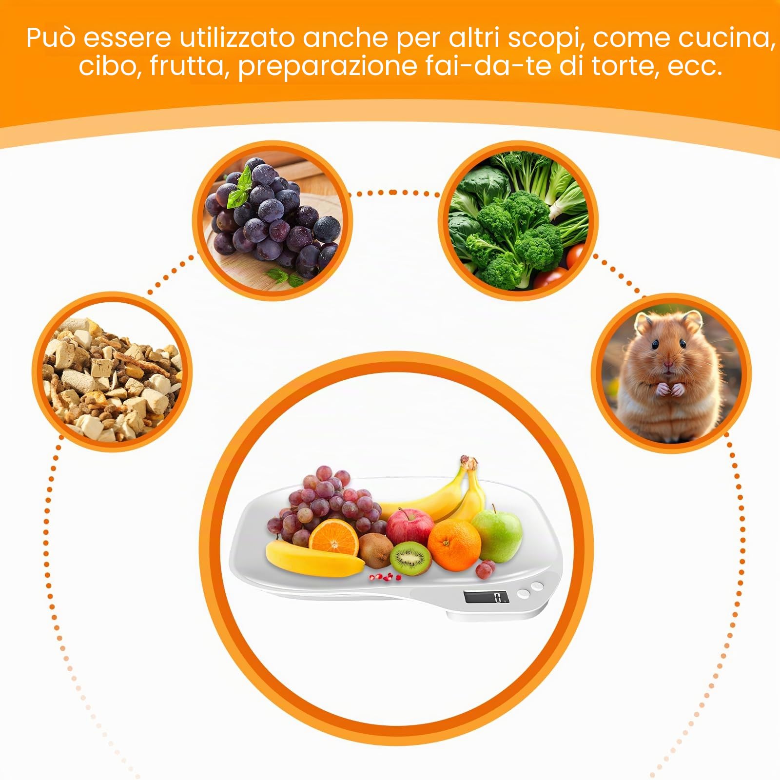 Bilancia digitale per animali di piccola taglia con 4 modalità di pesatura (kg/oz/lb/ml) per gattini, cuccioli, criceti, piccoli uccelli (15 kg)