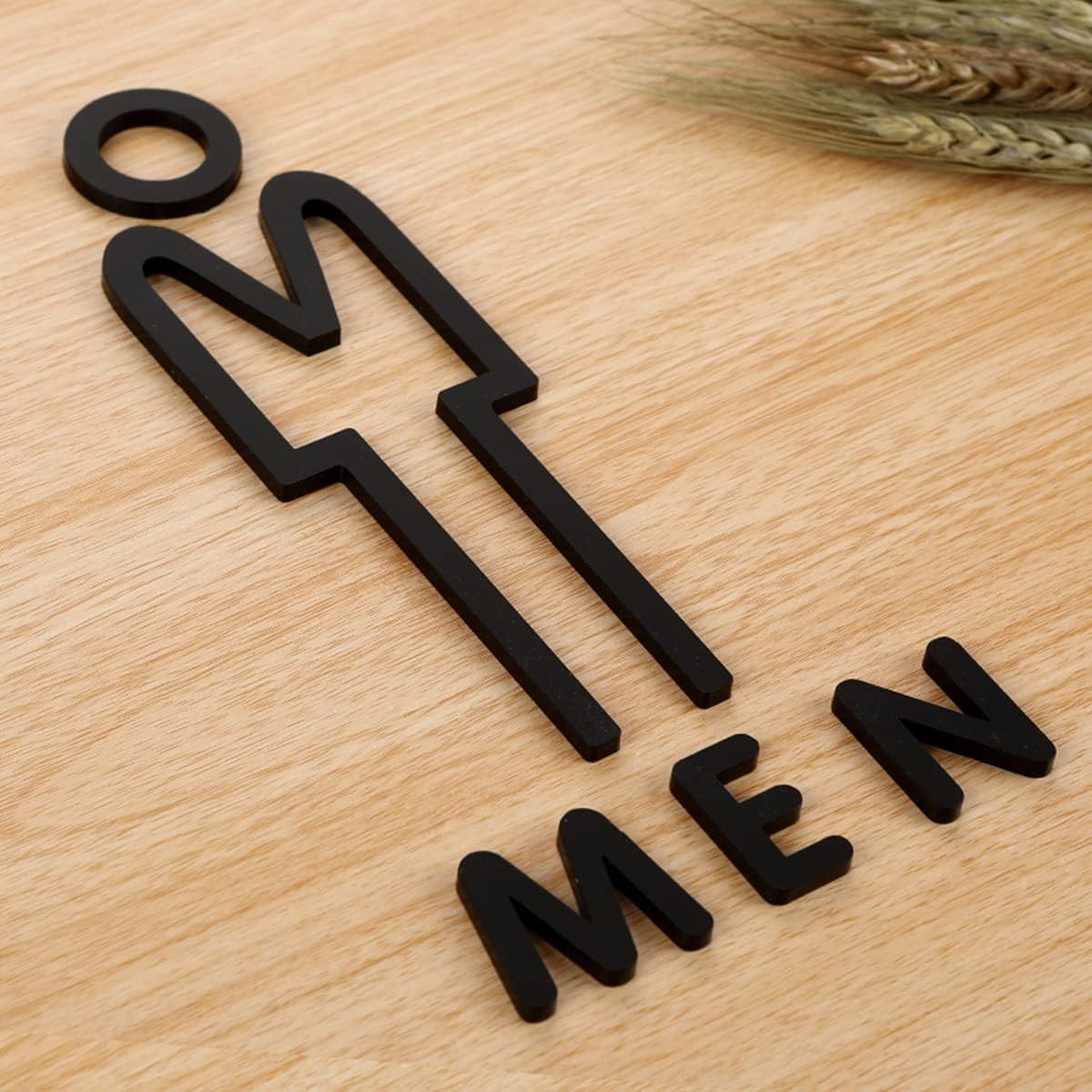 16 x 26cm self-adhesive men women toilet signs acrylic no barrier black bathroom sign for hotel store parking parking shopping mall, A (A 16x26cm/6.29x10.23in)