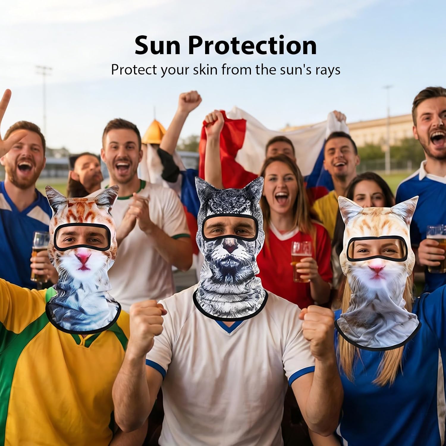 3PCS 3D Cat Ski Mask, Funny Animal Sheisty Breathable Mask for Party Festivals Skiing Riding & Outdoor
