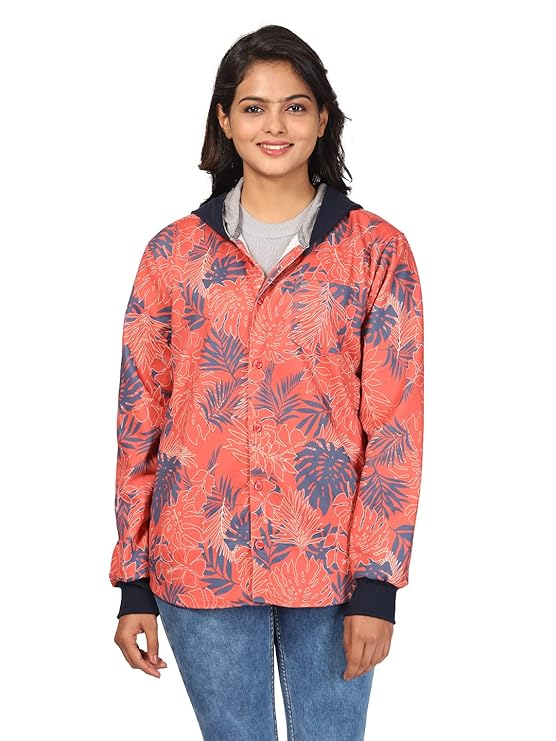 Womens Regular Fit Printed Brushed Fleece Hooded Sweatshirt/Jacket