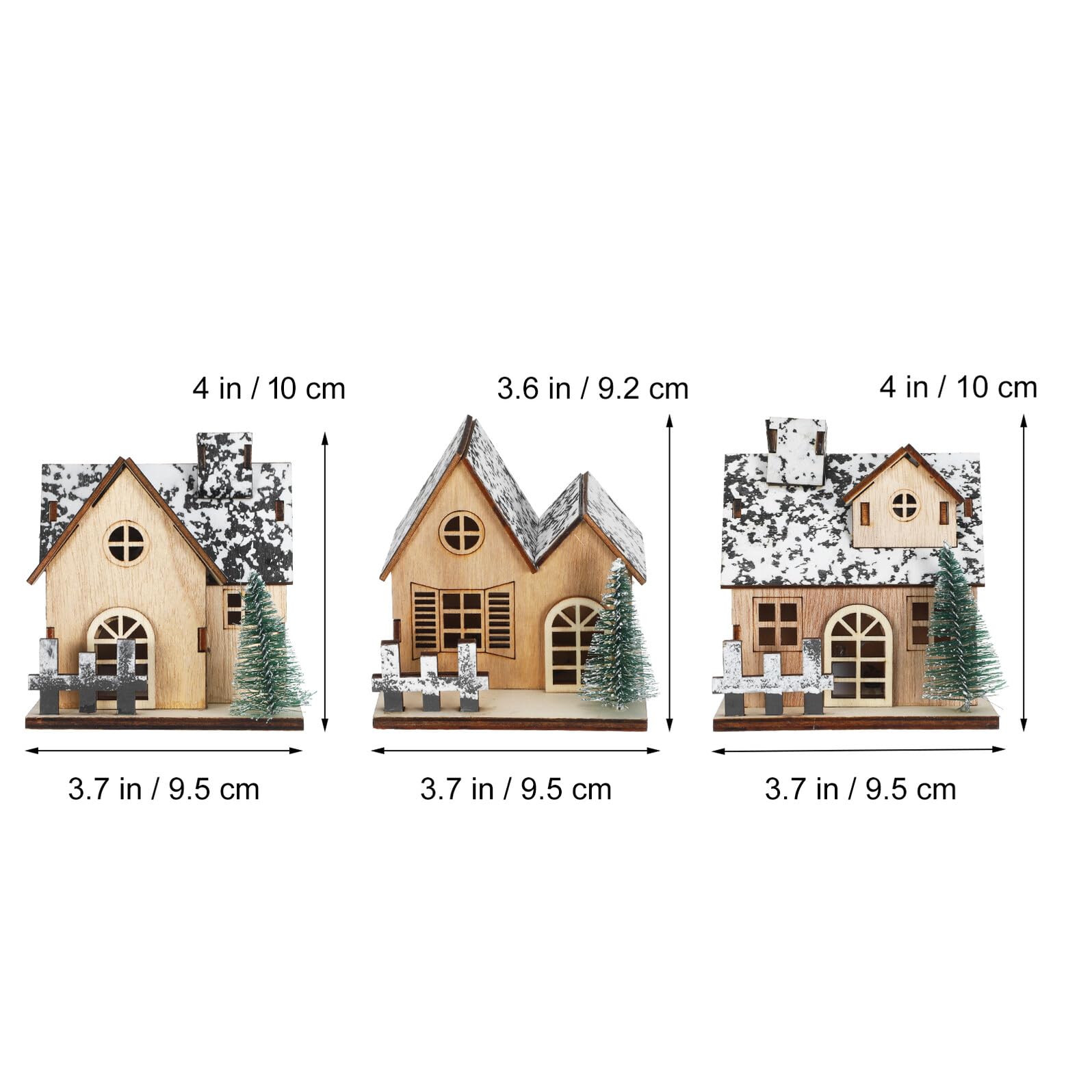 iplusmile 3pezzi Casette di Natale in Legno Luci LED Set di Villaggi Natalizi Decorazioni Artigianali Case in Miniatura Esposizione di Villaggi Natalizi