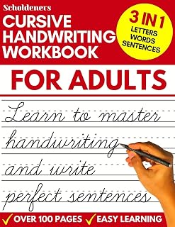 Cursive Handwriting Workbook for Adults: Learn Cursive Writing for Adults (Adult Cursive Handwriting Workbook) - Amazon product rated Grade A