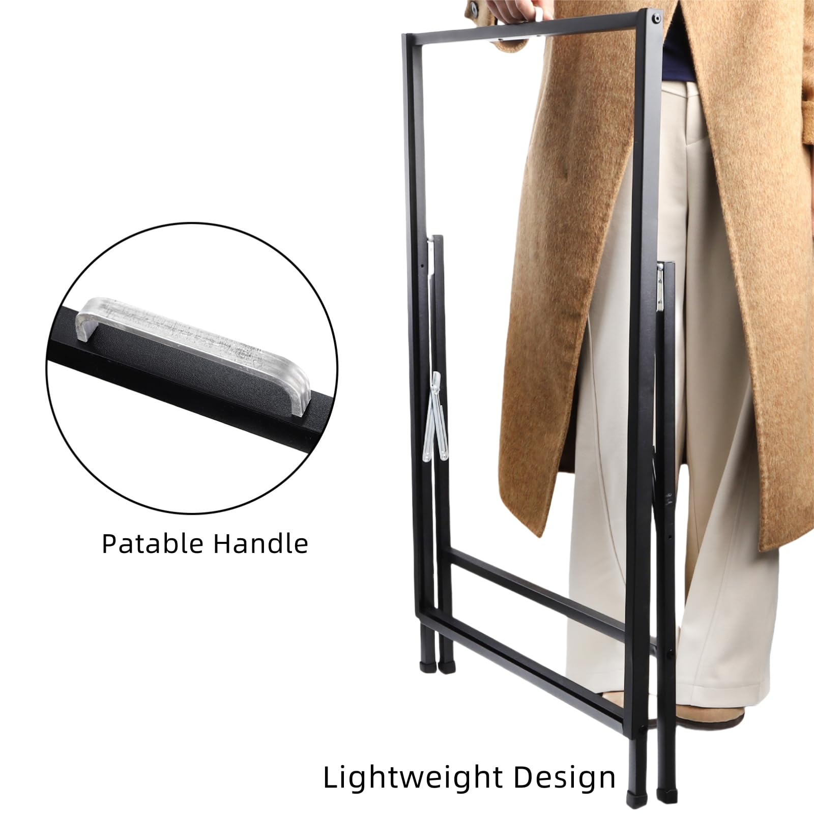 Letrero de pavimento con asa de transporte, 60 x 90 cm, tablero sándwich de acero recubierto de negro, letrero de acera al aire libre para restaurante, cafetería, boda, fiesta