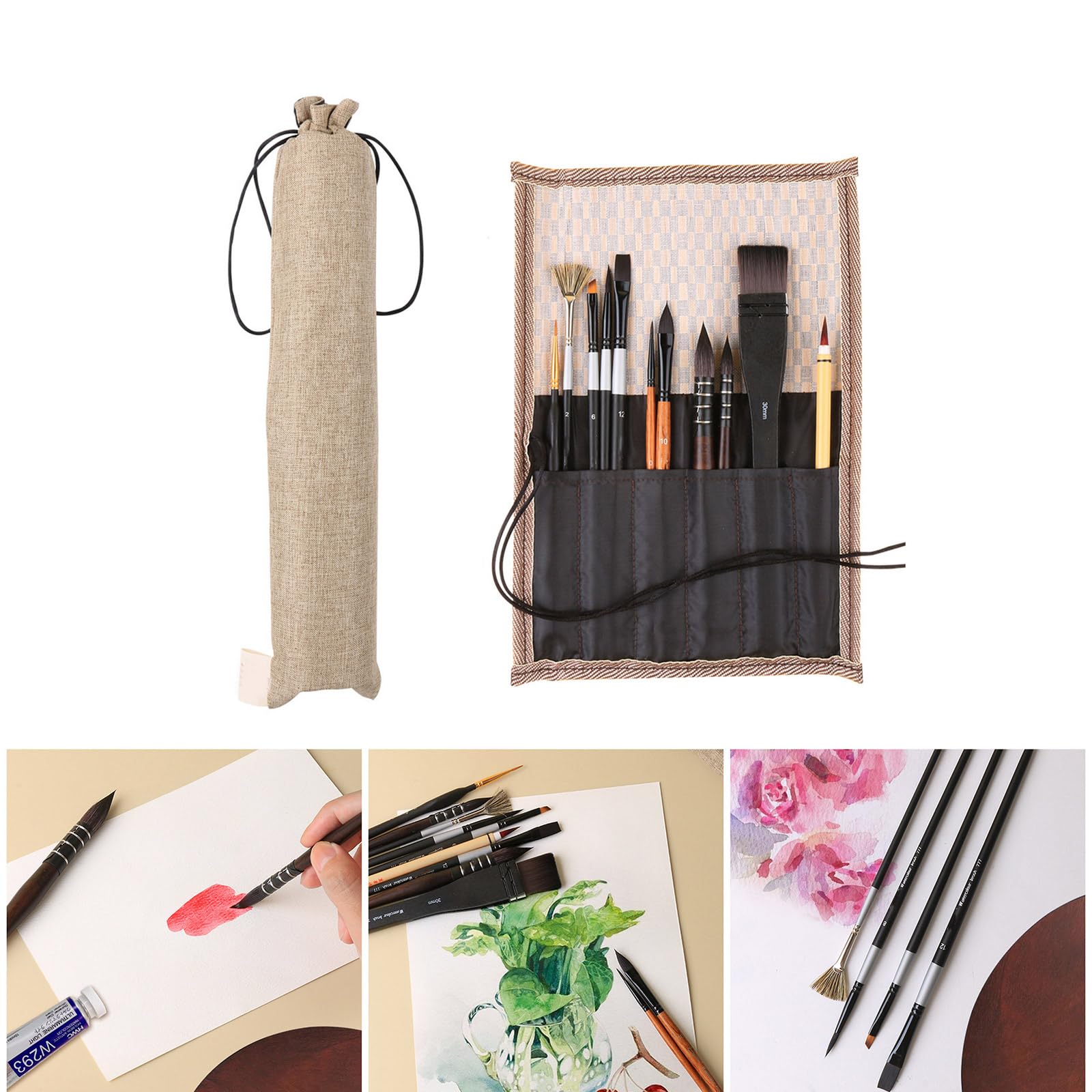 11 pinceles de pintura de artista para acuarela, acrílico, óleo, pintura rupestre, pintura corporal, con estuche organizador, suministros de arte para artistas