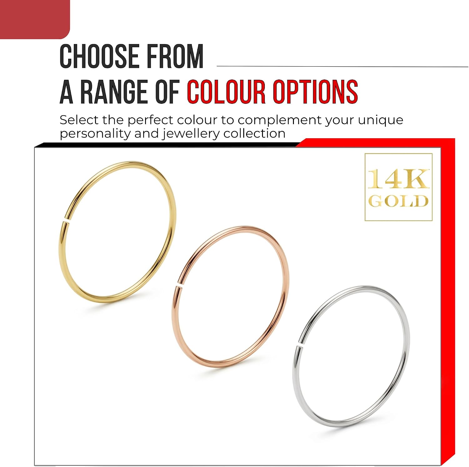 14K Solid Gold 24 Gauge (0.5mm) Seamless Continuous Hoop Nose Ring - Cartilage - Daith - Rook - Lobe - Conch Piercing Body Jewelry