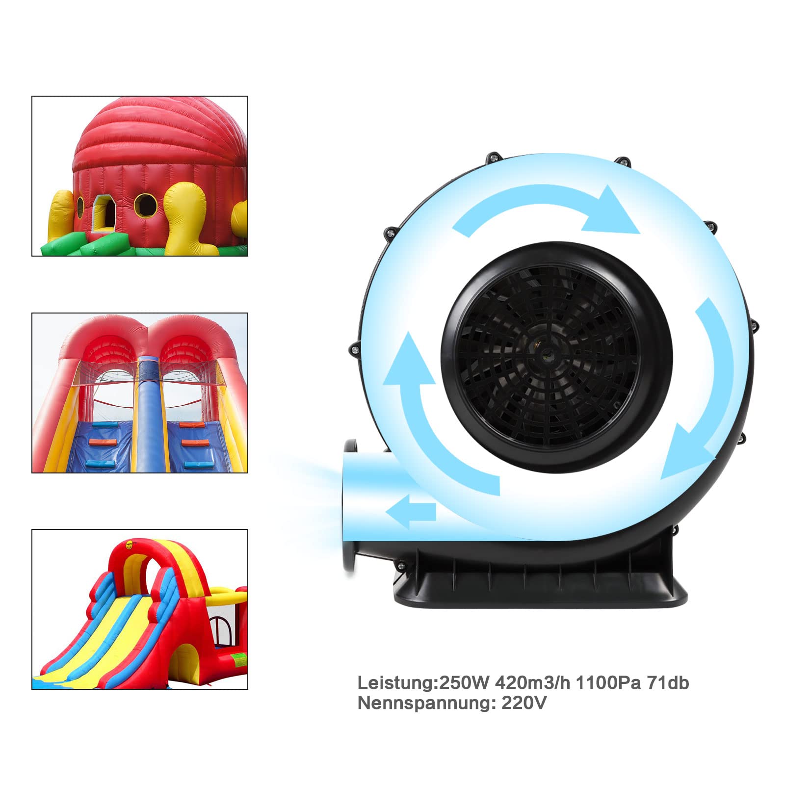 Pompe à air électrique 250 W 220 V - Noir - Souffleur haute pression - 600 m³/h