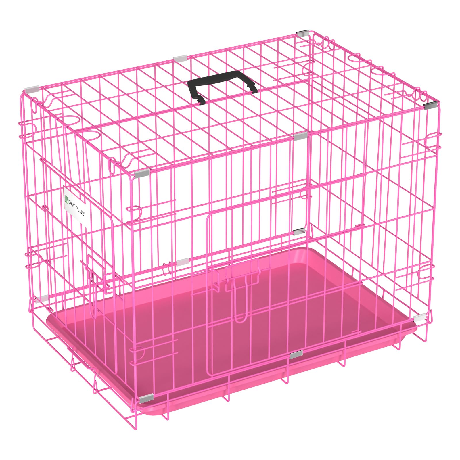 Dog Cage 24" Pet Cage Dog Cat Puppy Training Folding Crate Animal Transport Carrier With Non-Chew Tray, 63 x 44 x 50.5cm