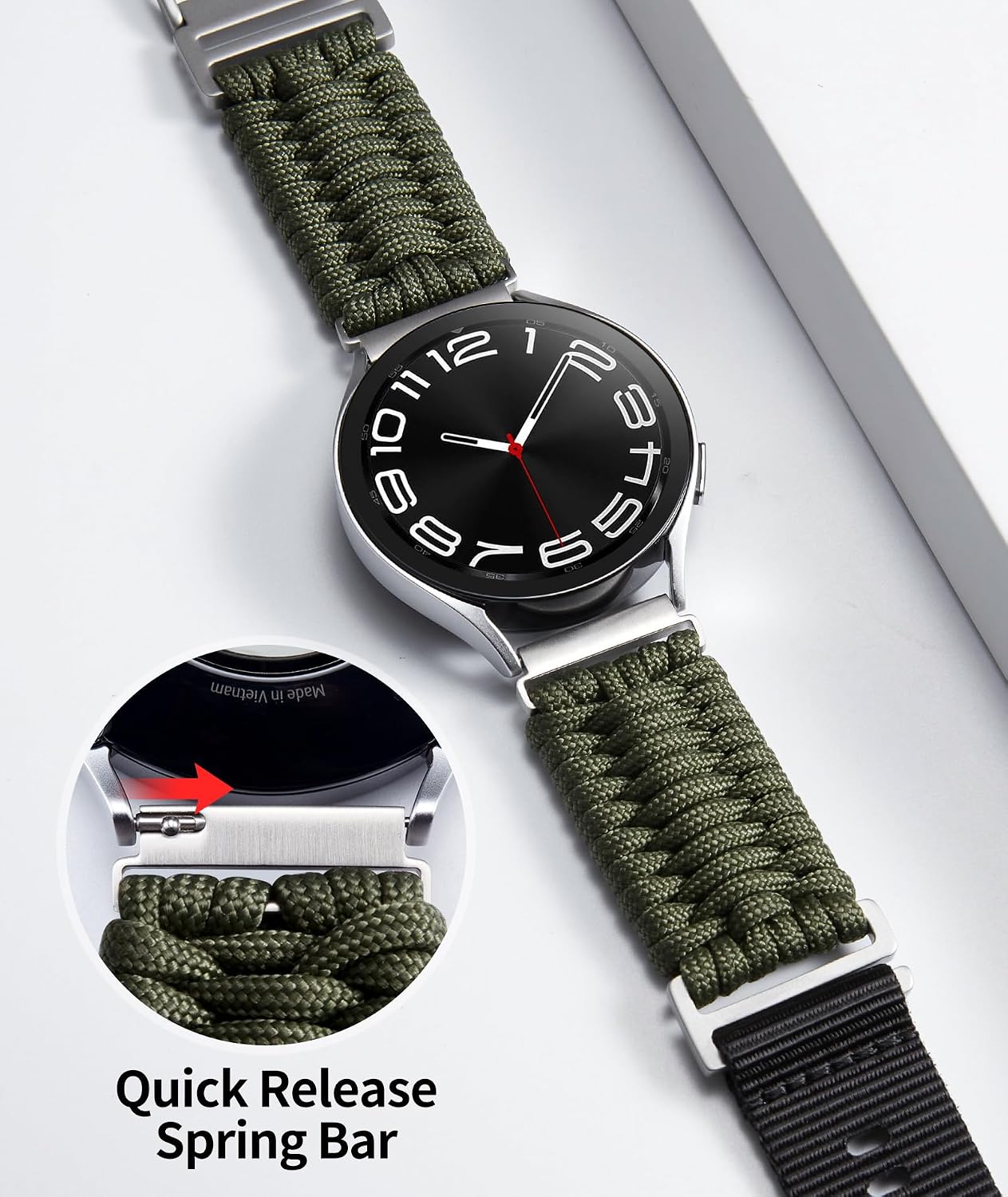 BINLUN Braided Paracord Watch Band 18mm 20mm 22mm Quick Release Military Nylon Smart Watch Straps Replacement Compatible with Samsung Galaxy/Compatible with Garmin/Fit for Amazfit for Men