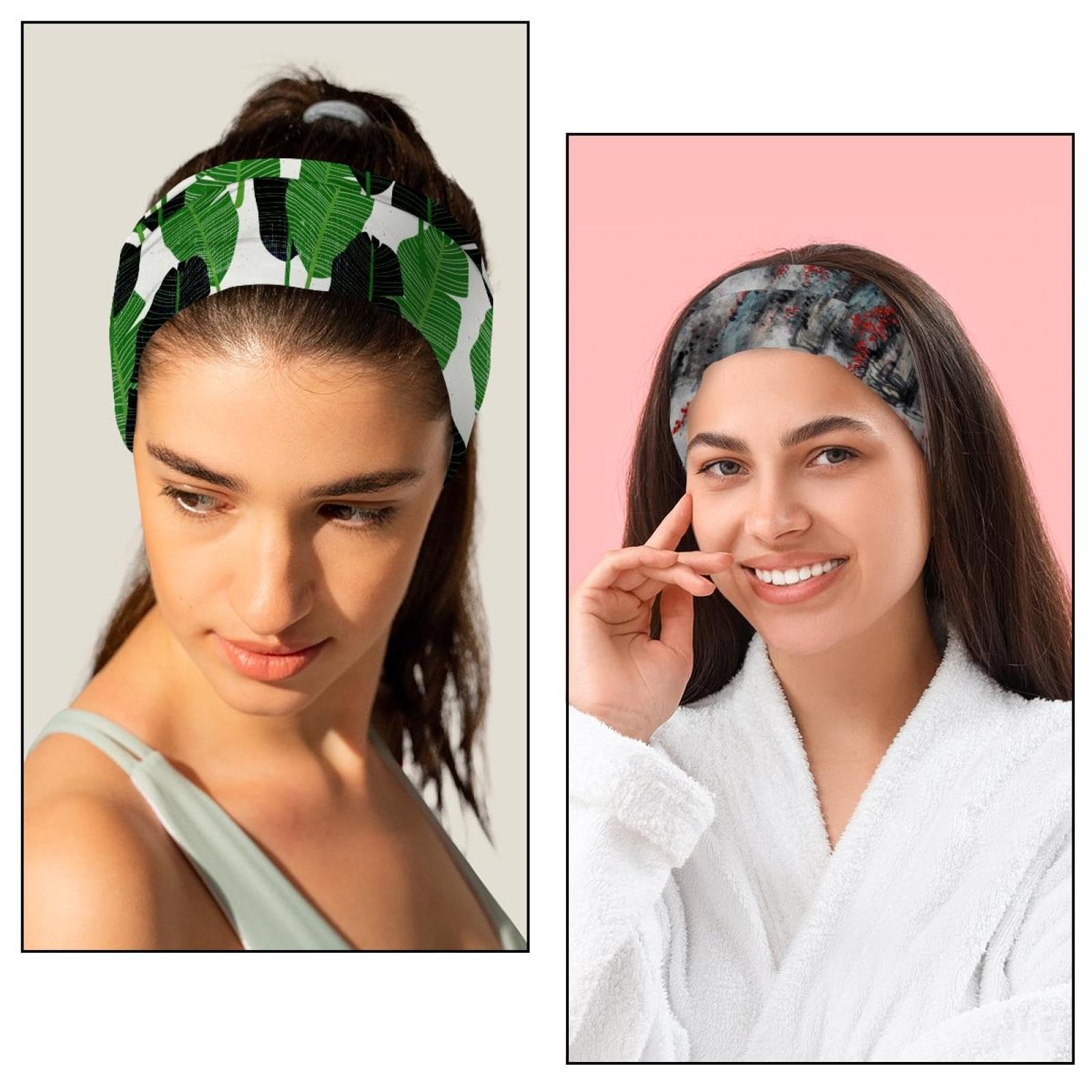 Lot de 6 bandeaux larges pour femme, motif empreintes de chat, turban antidérapant, bandeau élastique pour le yoga, la sueur, le sport, l'entraînement