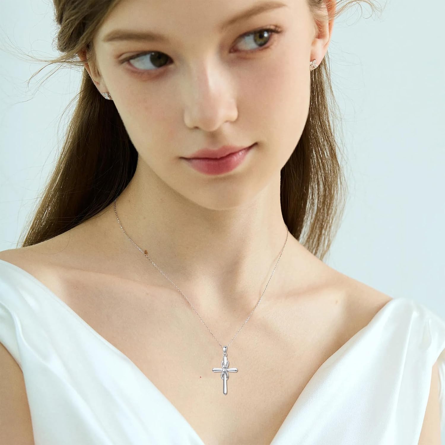 925 Sterling Silver Teal and Purple Ribbon/Pink Ribbon Pendant Necklace Awareness Jewelry Inspirational Gifts for Women