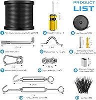 Vista 2 de Kit de colgar luces de cadena NEREUS con cable de acero inoxidable 304 recubierto de vinilo de 200 pies, kit de suspensión de luces de cadena