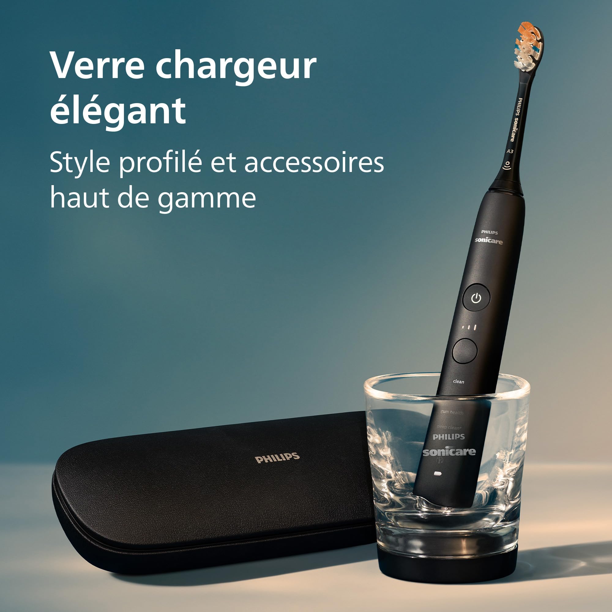 Philips Sonicare DiamondClean Smart 9400 - Brosse à dents électrique avec application, Capteur de pression, Détection de la tête de brosse, 4 modes de brossage, 3 niveaux d'intensité, Noir, HX9917/89