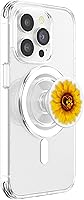 Vista 4 de PopSockets MagSafe PopGrip con estampado de patas de perro con estampado de pata de perro, diseño de girasol amarillo sobre blanco, agarre