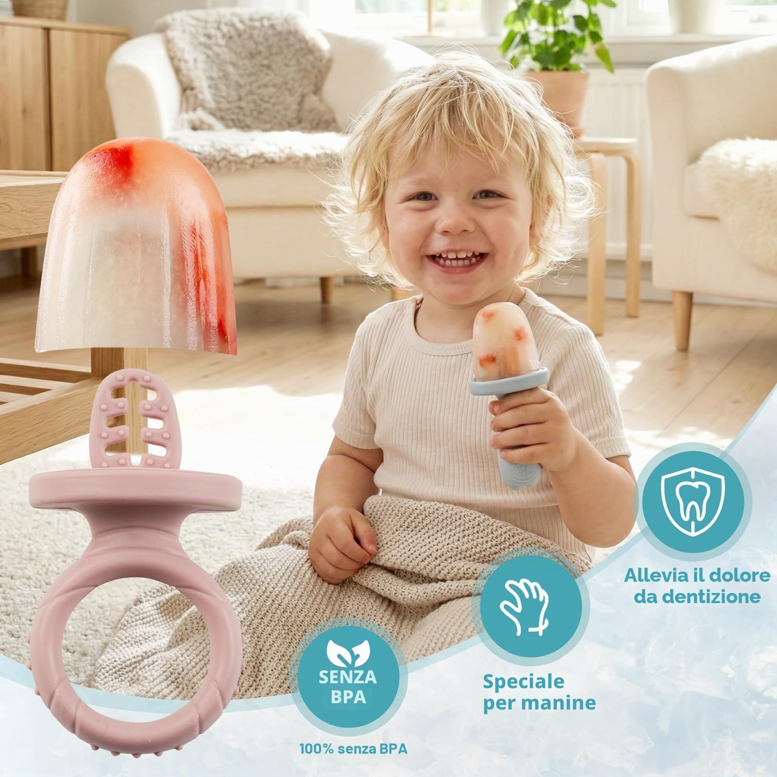 Stampo Ghiaccioli per Bambini in Silicone senza BPA 6x17ml con Stecchini