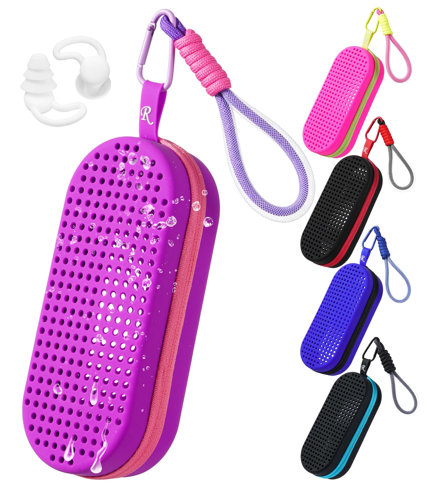 Rkyzhuang Swim Goggles Case For Swimming Goggles, Protective Zip Goggles Cases with Earplugs for Kids Goggles, A Summer Beach Pool Accessories