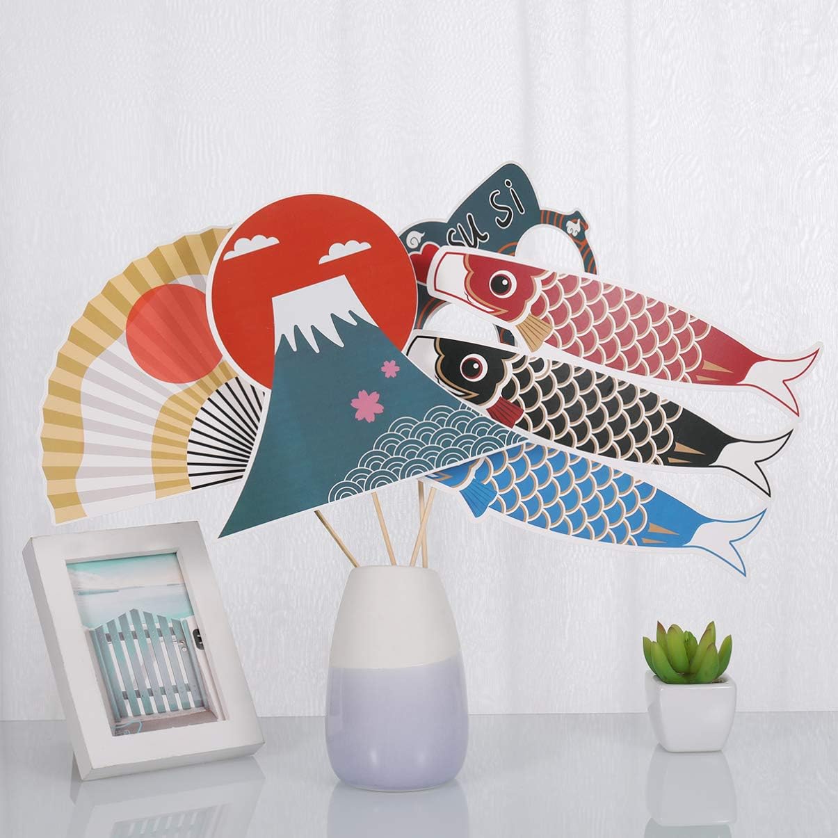 PRETYZOOM 20Pcs Japanese Party Photo Booth Props Kit - Pre-Assembled Handheld Decorations for Baby Showers, Birthdays, Weddings, Cosplay, and Celebrations