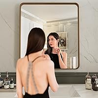 Vista 146 de LOAAO - Espejo de baño con marco de metal negro de 24x36 pulgadas, espejo rectangular redondeado para pared, espejo mate de tocador de baño