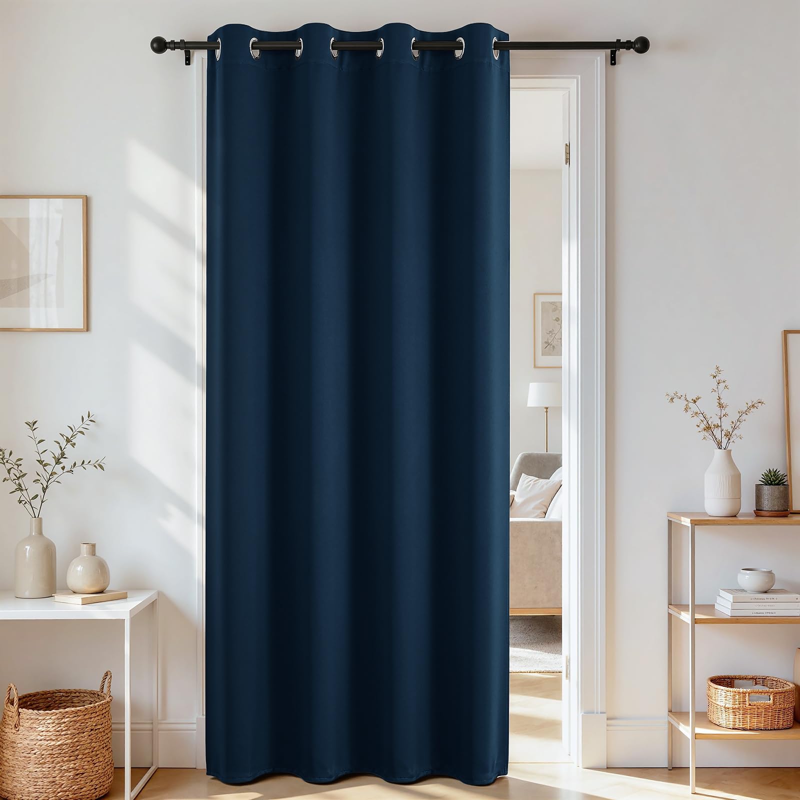 Joydeco Rideaux de porte de placard pour chambre à coucher, porte de placard, rideaux de porte bleu marine pour portes d'intimité, chambre à coucher, tissu dense au toucher lisse