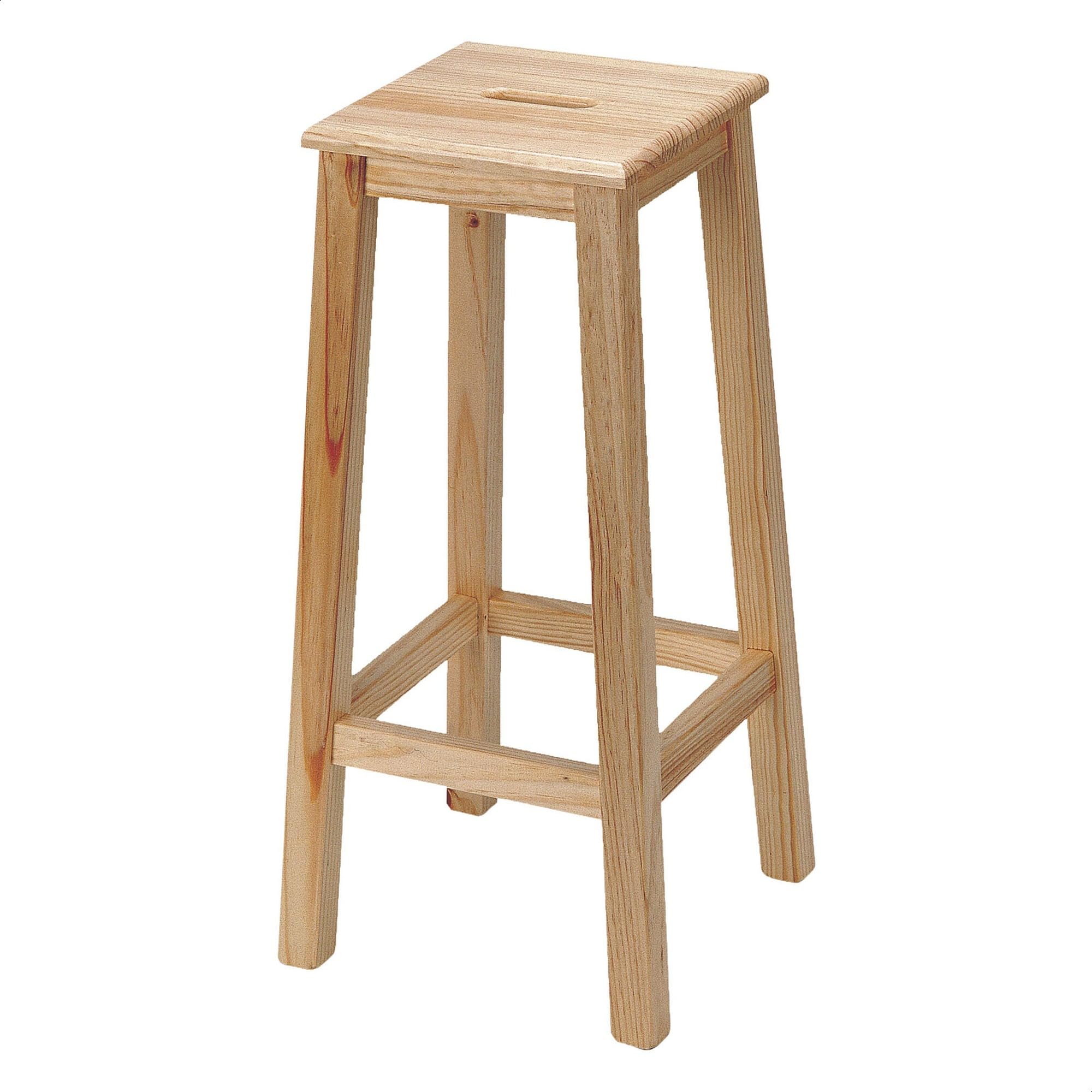 WELL HOME - Banqueta alta fabricada en madera, acabado en barniz, 32x32x70 cm