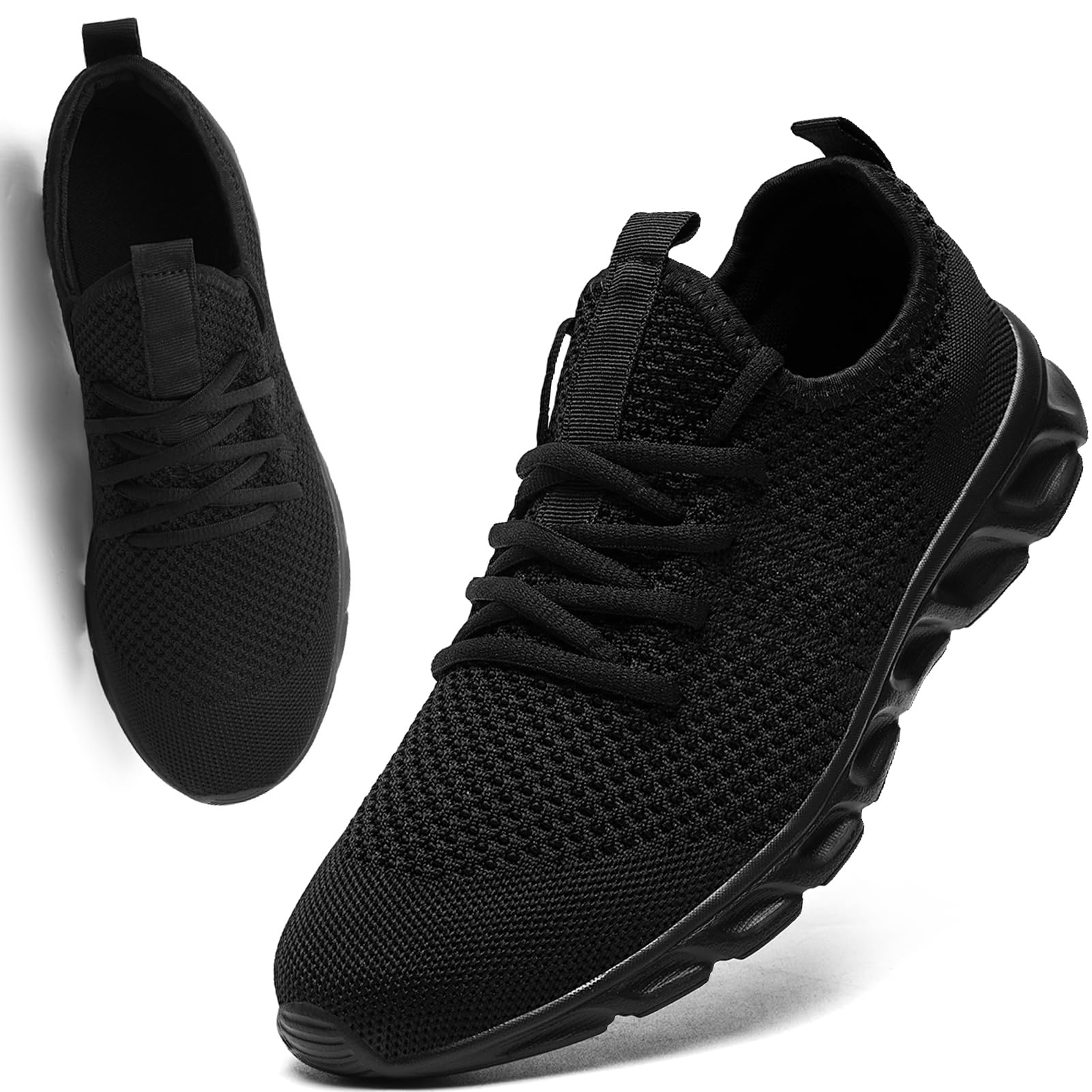 VLHGCG Womens Mens Running Shoes Black Tennis Sneakers Lightweight Gym Athletic Walking Sports Slippers Womans 10/Mans 8.5