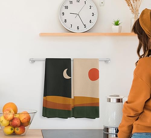 Miniatura 10 de Juego de 2 paños de cocina y paños de cocina bohemios absorbentes y paños de cocina para baño, regalos bohemios para mujeres y niñas, 16 x 24