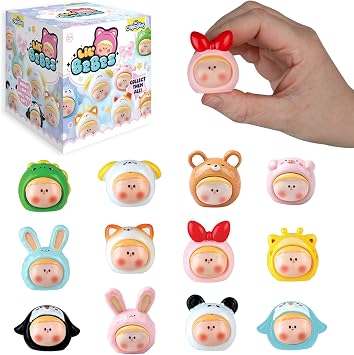 ORB Lil Bebes Blind Box Baby Collectible Figures 3 Pack - 3 Randomly Assorted Baby Face Figures in Cute Animal Outfits in Every Set - Collectibles for Birthdays, Party Favors, Gifts, Home Decoration