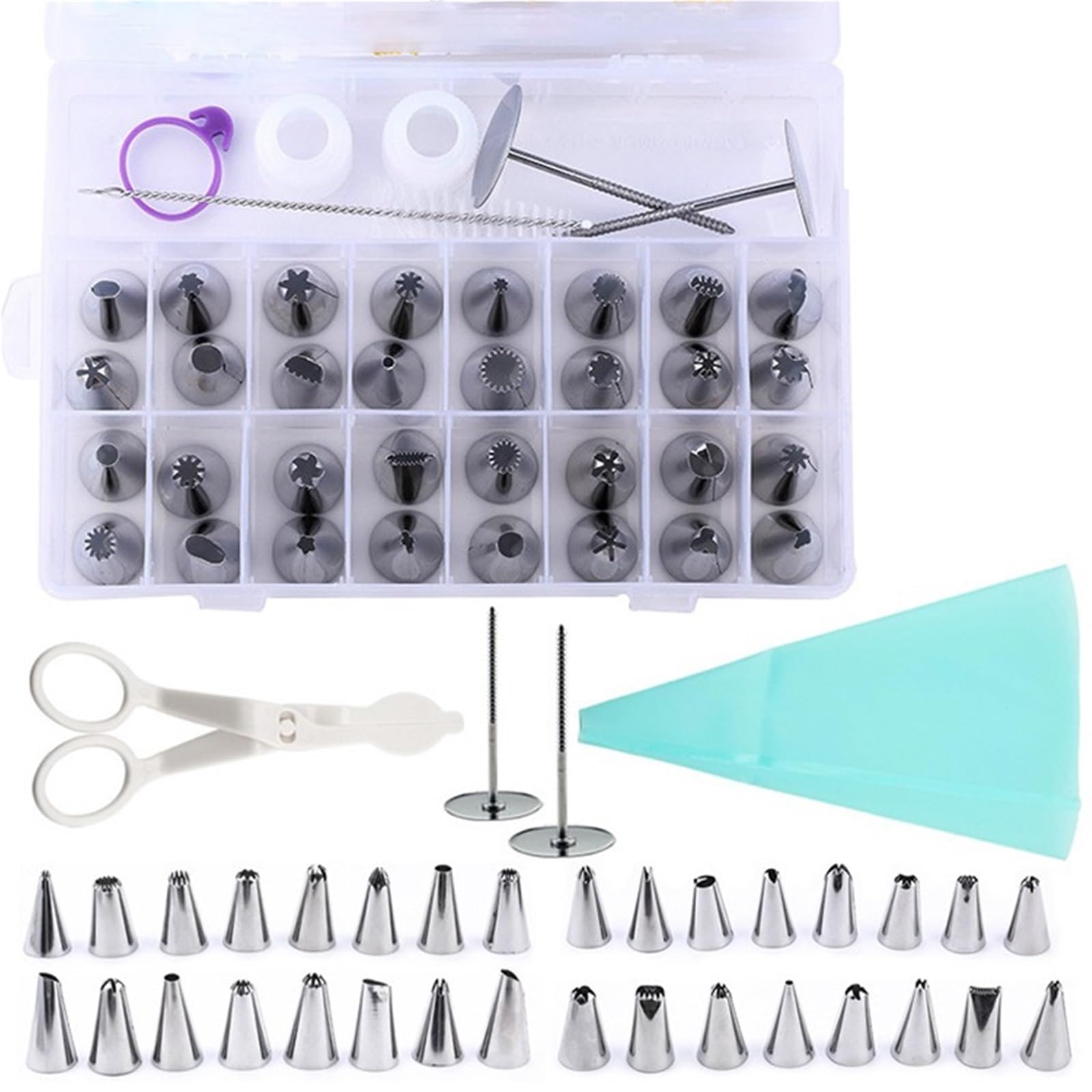 Framing Piping Nozzle, Boquillas for repostería, Juego Profesional for glaseado, Galletas y Cupcakes.(33 Pcs with Box)