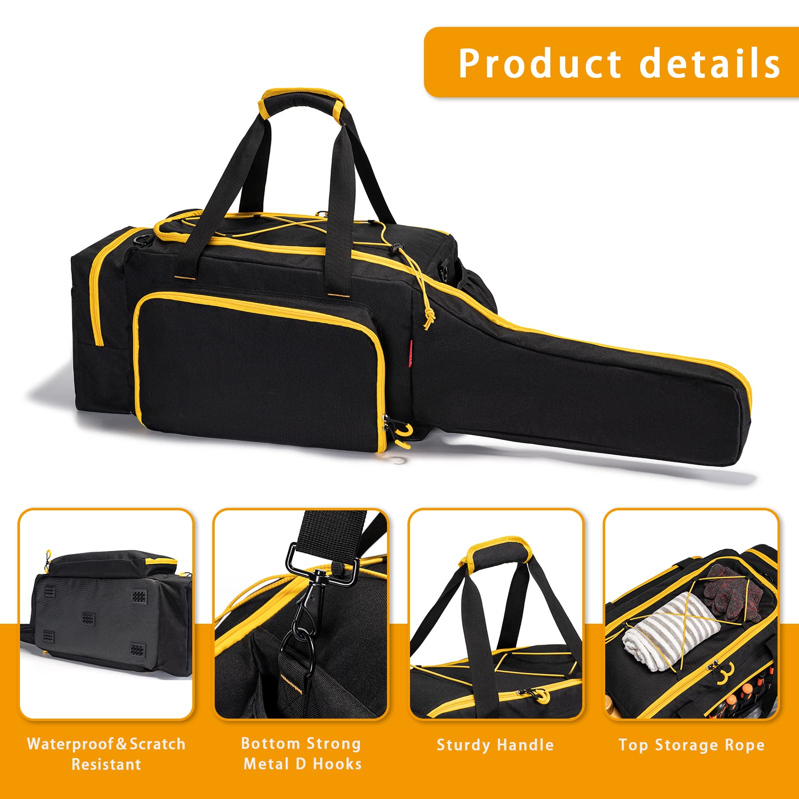 Funda para motosierra, bolsa duradera para motosierra compatible con Greenworks, EGO Power+, motosierra inalámbrica Dewalt de 14, 16 y 18 pulgadas, color negro
