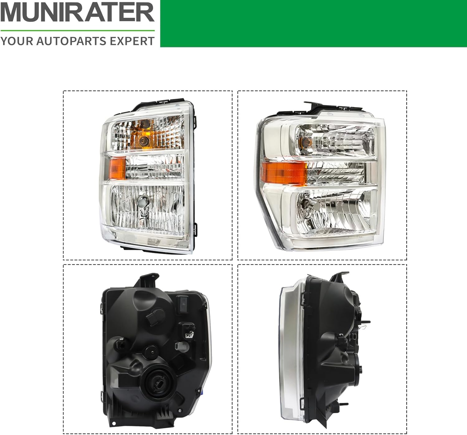 munirater Headlight Assembly Replacement for 2008-2014 E150 E250 E350 E450 Superduty Right Headlamp Passenger Side FO2503249