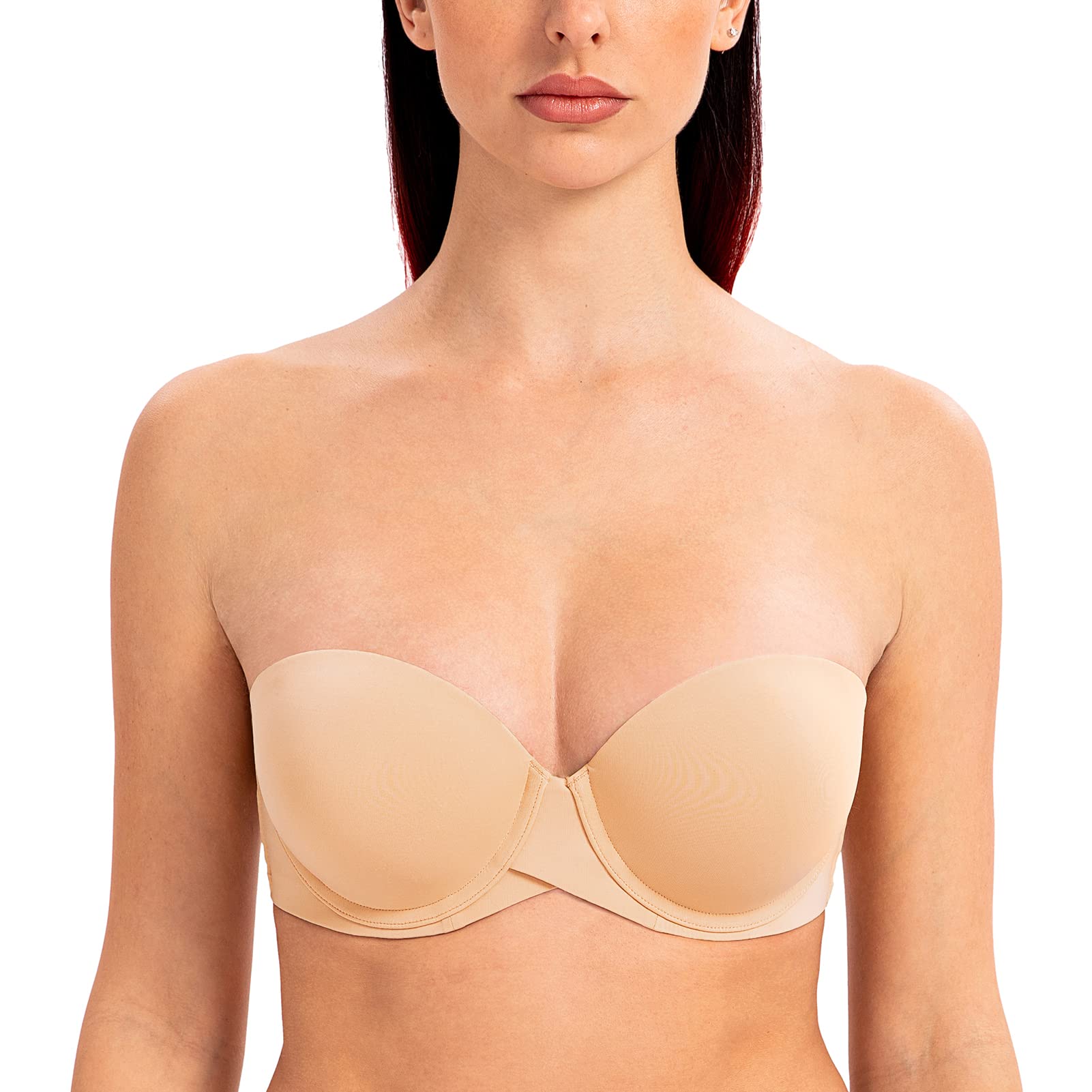 Meleneca Women's Sunkiss Push Up Strapless Bras With Lift Stay Put Padded Cup 42C
