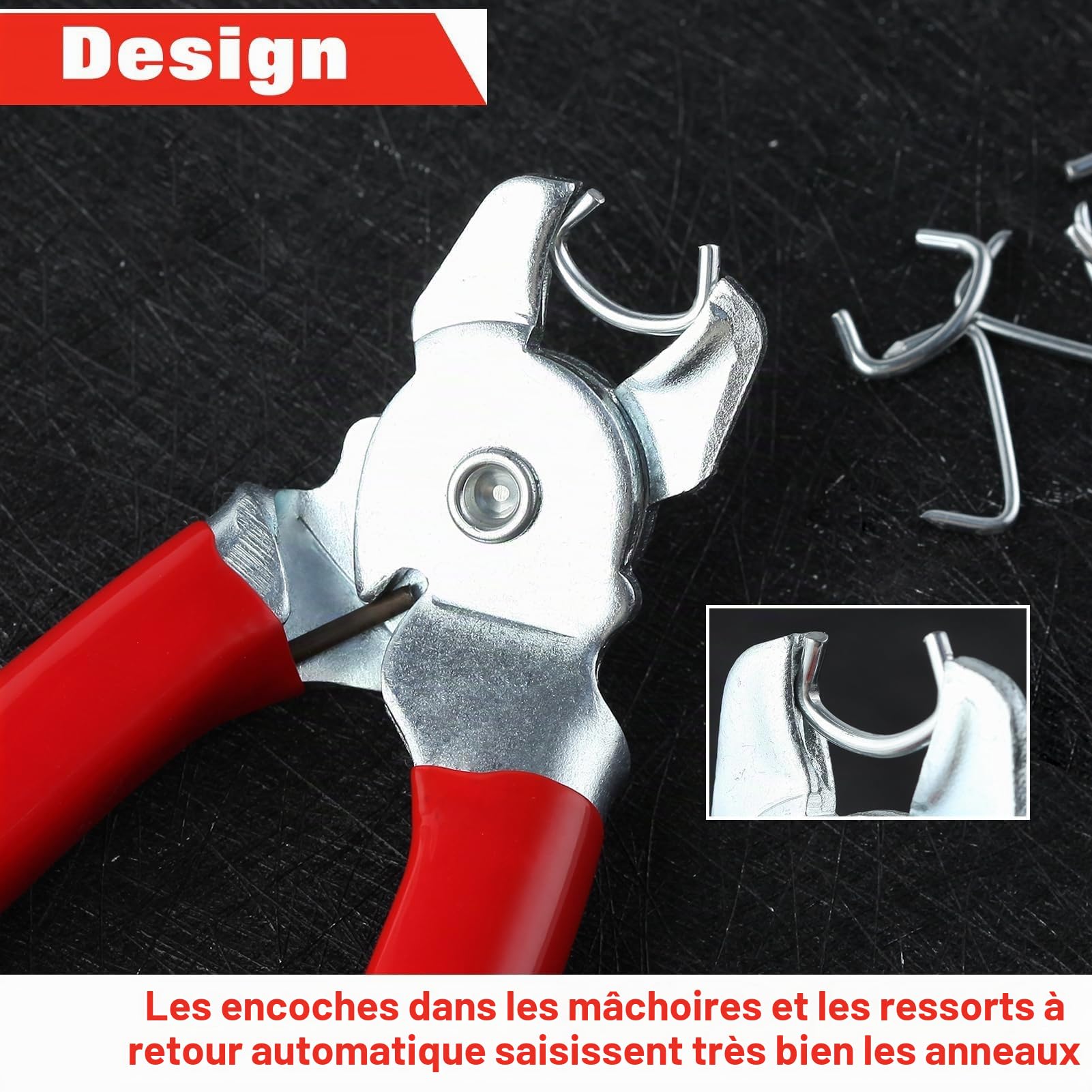 LEONTOOL Kit de 500 pinces à anneaux de porc, anneaux de porc de 1,9 cm, 1,2 cm, 3/8" avec pince à anneau de porc coudée, kit d'installation professionnel pour cages d'animaux domestiques, clôtures,