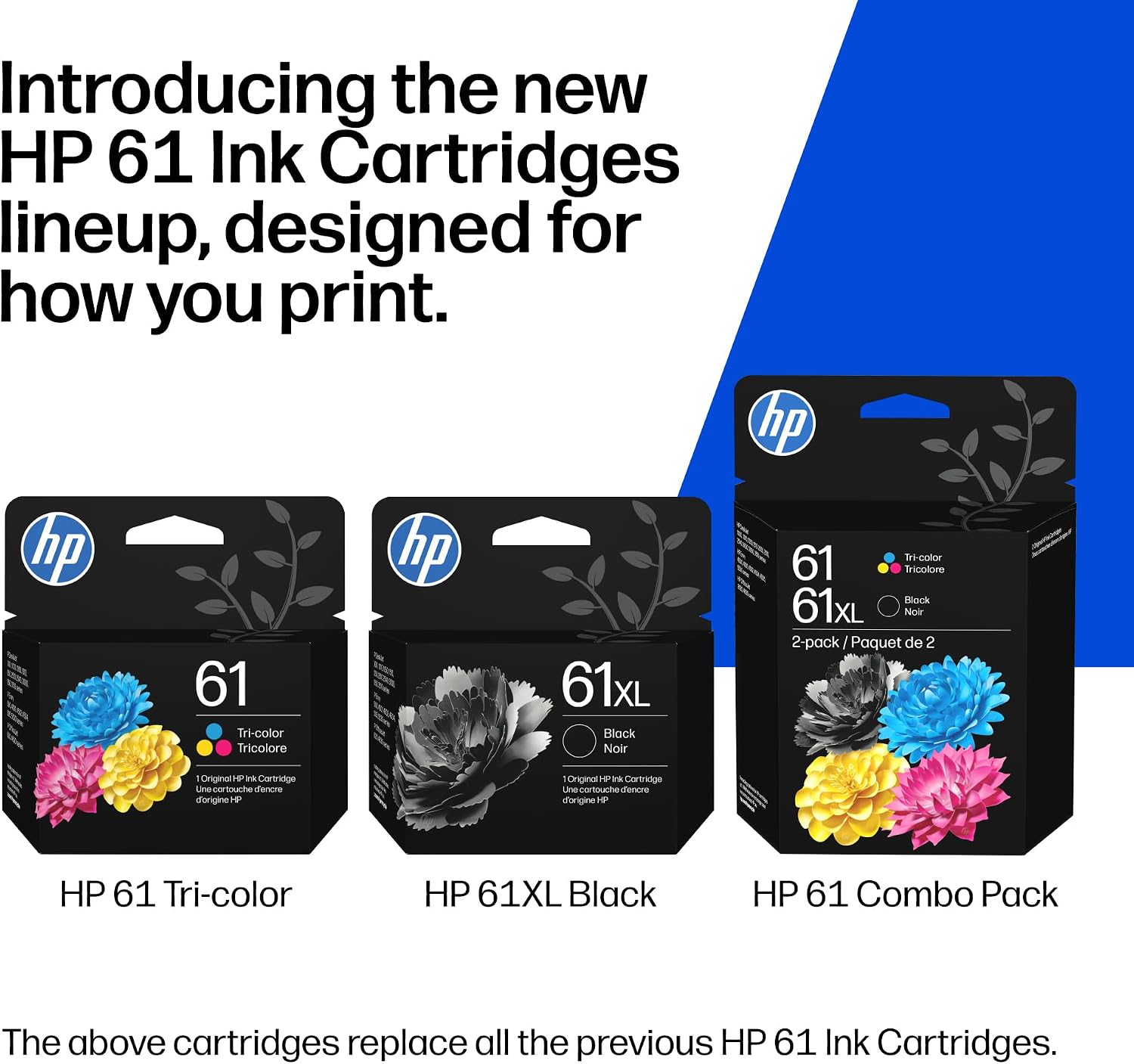 HP Original 61XL Black High‑Yield / 61 Tri-Color | Works OfficeJet 2620, 2621, 4630, 4632, 4635, Deskjet 2050 All-in-One Series (C0PA6AN)
