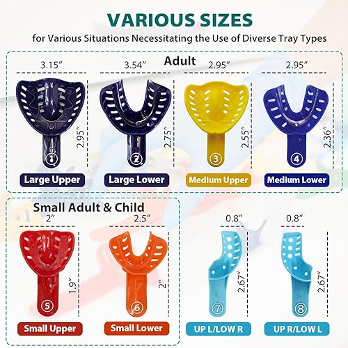 Miniatura 2 de VASTMED - 12 bandejas de impresión dental de plástico perforado desechables de grado dental  Materiales plásticos Soporte de dientes Dental