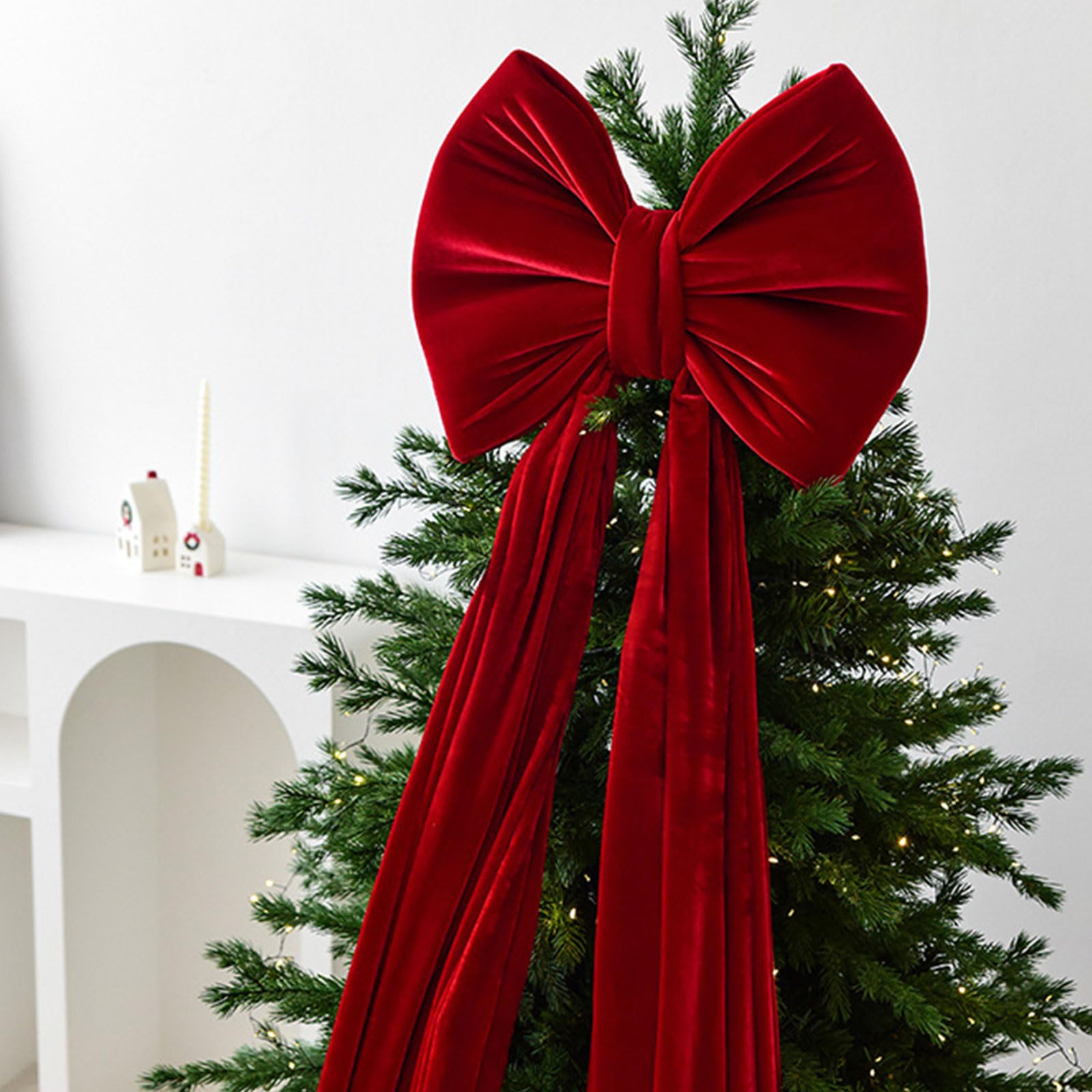 2. Lazos gigantes festivos para decoración de árbol de Navidad para interiores y exteriores, decoración de fiesta en el hogar, adornos grandes para colgar en el árbol de Navidad