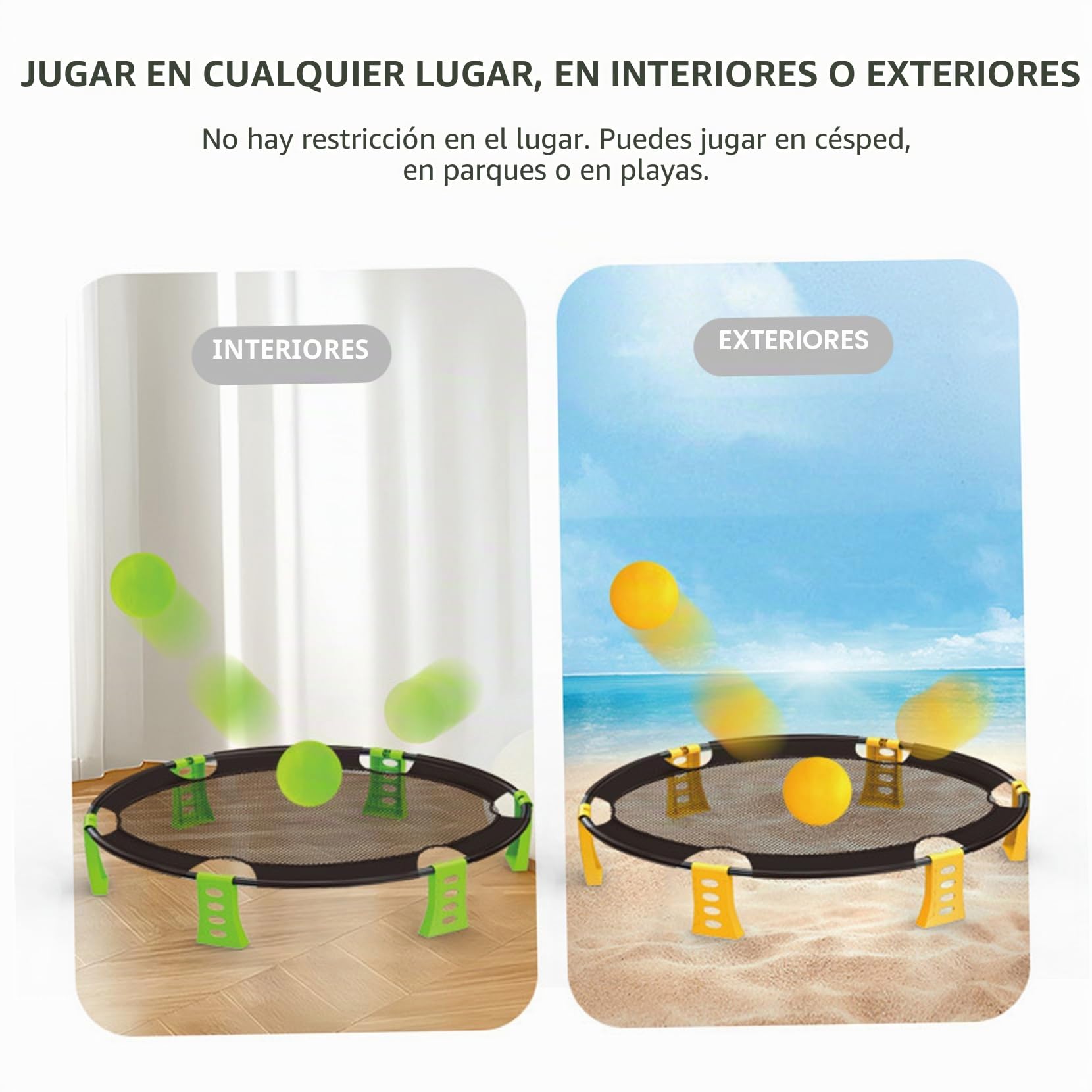 Juegos de Playa, 34, 3 x 7, 5 Pulgadas, Juegos al Aire Libre, Incluye 2 Pelotas, Red, Bolsa y Bomba de Aire, niños, Adultos y familias, Juguetes de Playa ecológicos, de