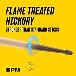 ProMark Sticks de tambour - C'est pas vrai. McIntosh FireGrain Marques d'identification - Conseil en bois rond pour une tache plus grande et douce - Bâtons de tambour Hickory - Poids et pointes compatibles - 1 Paire