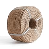 RIOOP Natural Jute Twine Rope 164 Feet 4mm, Heavy Duty Garden Twine String for Crafts, Gardening Deals, Cat Scratching & Macrame Cord, Climbing Plants, Halloween Decor