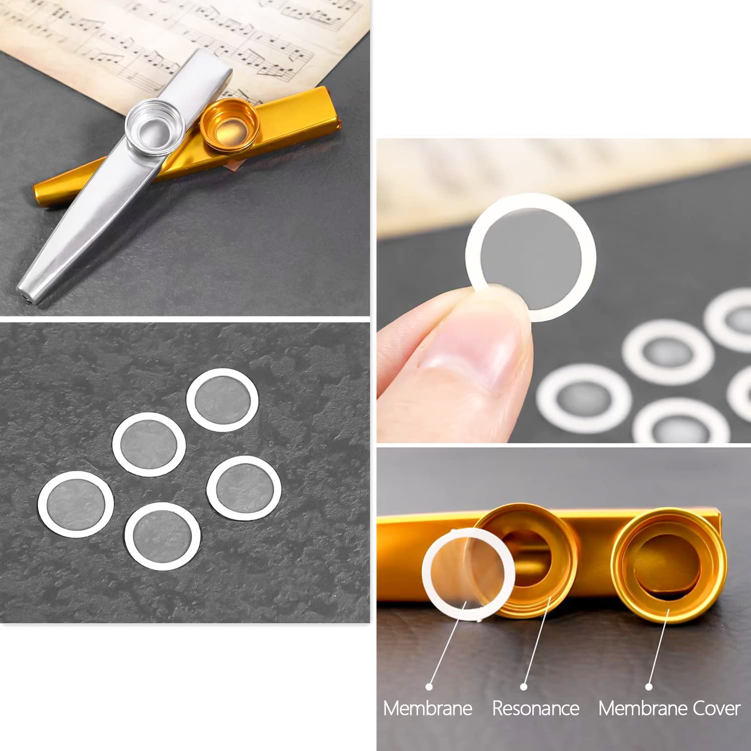 Kazoo In Metallo Alnicov - Strumento Musicale Portatile Per Ukulele E Chitarra - Foto 6