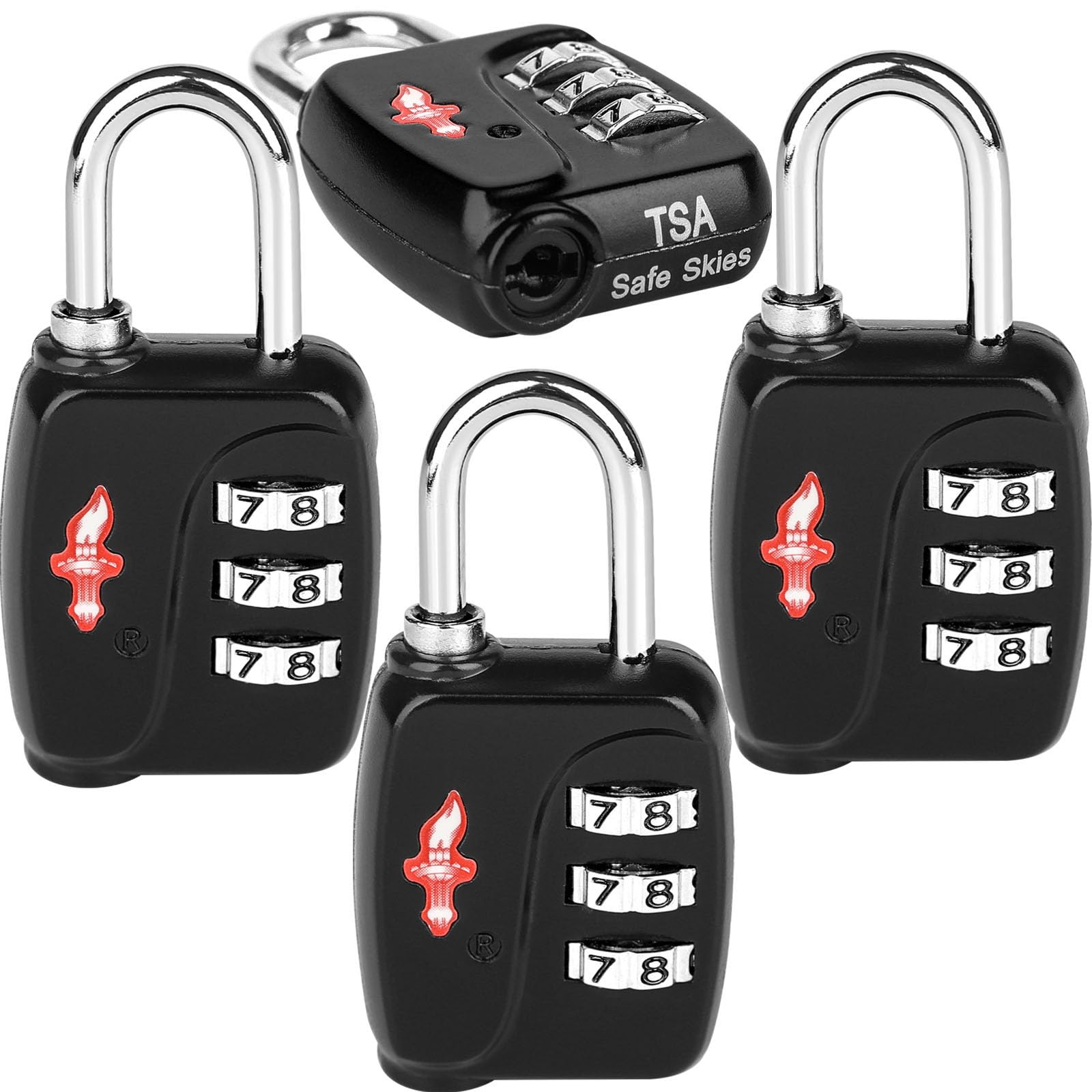 iGurutr TSA Locks 4-Pack - Ultra Lightweight Travel & Gym Combo Locks (54g Each!), TSA Approved Secure Luggage Locks for Suitcases, School Backpacks,