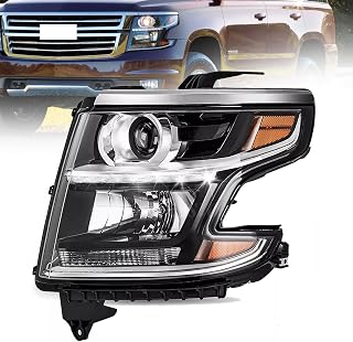 Left Halogen Projector Headlight w/LED DRL Fit for 2015-2020 Chevy Tahoe/Suburban LS LT(Not for LTZ/Premier Models),OE Style Hedlamp Replacement Driver Side GM2502405 23490005