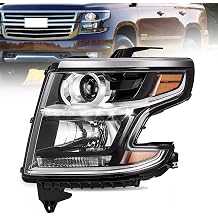 Left Halogen Projector Headlight w/LED DRL Fit for 2015-2020 Chevy Tahoe/Suburban LS LTNot for LTZ/Premier Models,OE Style Hedlamp Replacement Driver Side GM2502405 23490005