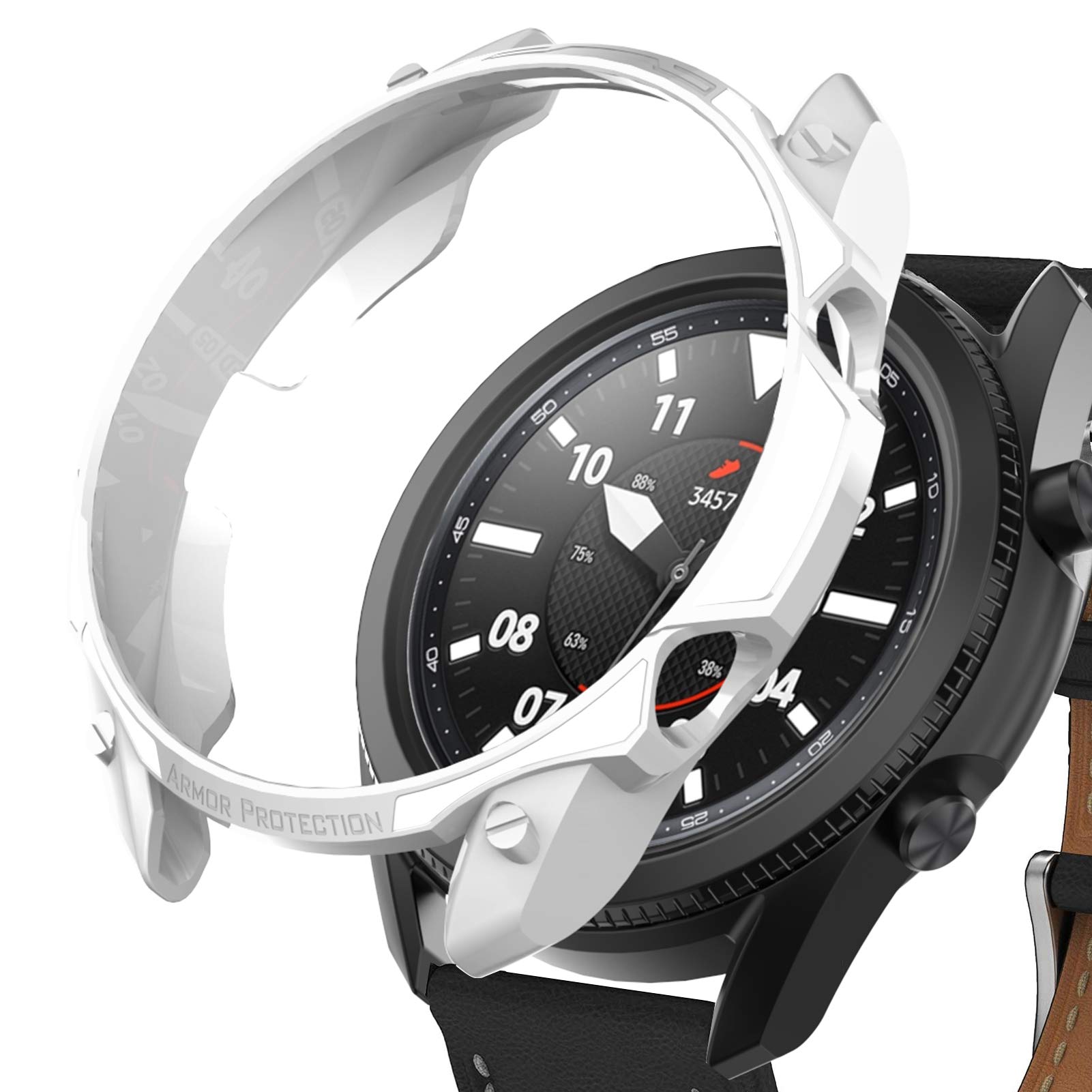 Haojavo for Samsung Galaxy Watch 3 41mm Case, Slim Fit Flexible Armour Protector Shock-Proof All-Around Protective Cover Bumper Shell for Samsung Galaxy Watch 3 41mm Smartwatch Bands Accessories