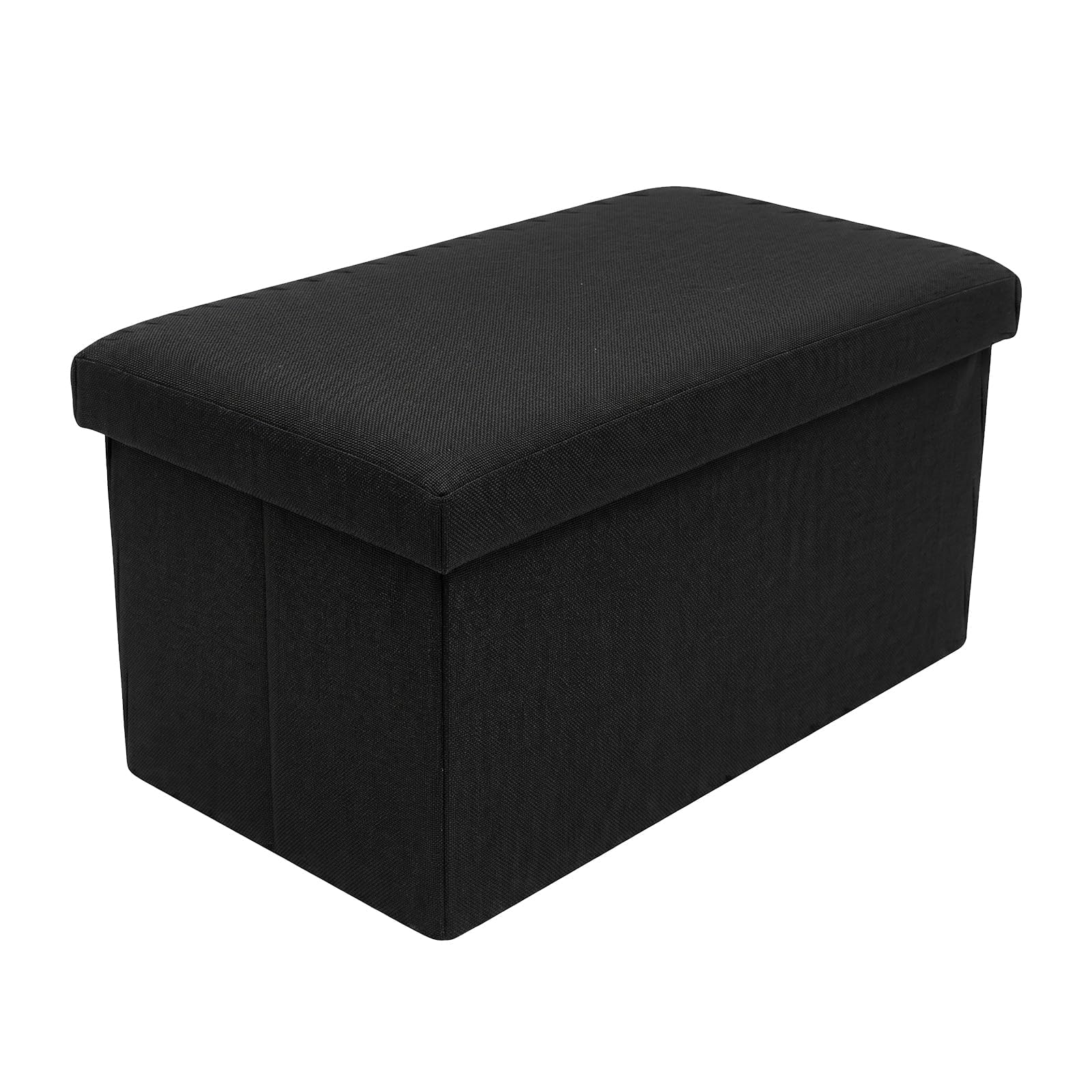 CROWNSHOP Velvet Ottoman Storage Bench Footrest Stool Seat Toy Chest Storage Box Folding with Lid Long Shoes Bench Footstool Suitable for Living Room (40x25x25cm Black)